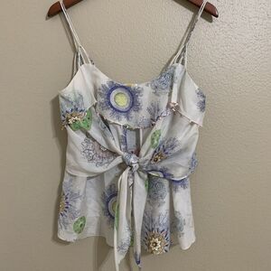 Leifsdottir Anthropologie Silk Top Embellished Tank Shirt Size‎ 8